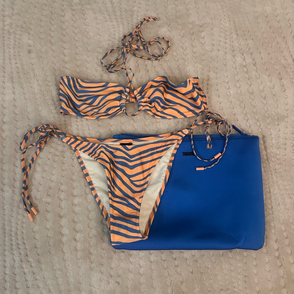 Triangl Swimwear Orange and Blue Bikini Set